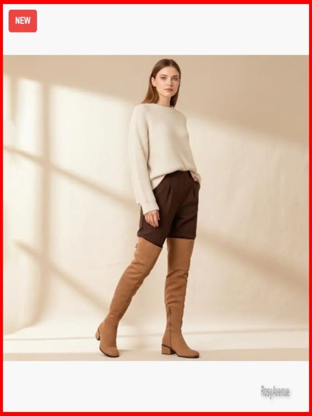 Faux Suede Over the Knee Boots 2 Inch Block Heel Side Zipper Office Casual